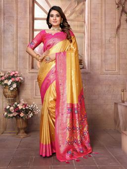Anaita - Gold Tissue Woven Saree with Unstitched Blouse