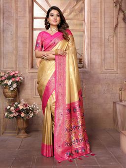Anaita - Gold Tissue Woven Saree with Unstitched Blouse