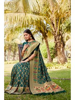 Anaita - Green Silk Woven Saree with Unstitched Blouse