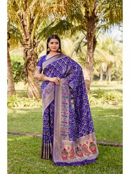Anaita - Purple Silk Woven Saree with Unstitched Blouse