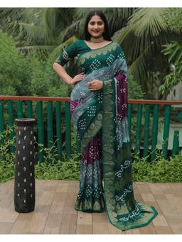 Anaita - Grey Silk Woven Saree with Unstitched Blouse
