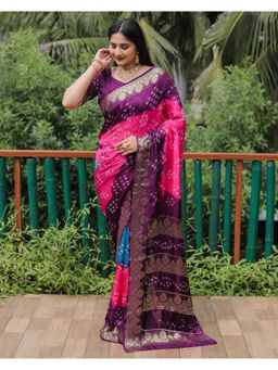 Anaita - Pink Silk Woven Saree with Unstitched Blouse