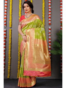 Anaita - Green Zari Woven Design Pure Silk Banarasi Saree with Unstitched Blouse