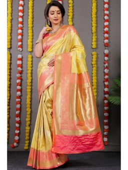 Anaita - Yellow Zari Woven Design Pure Silk Banarasi Saree with Unstitched Blouse
