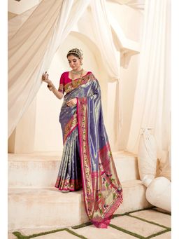 Anaita - Blue Woven Pure Paithani Tissue Silk Tassels Saree with Unstitched Blouse