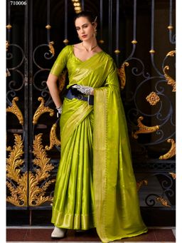 Anaita - Green Tissue Woven Saree with Unstitched Blouse