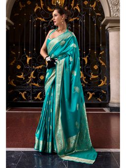 Anaita - Blue Tissue Woven Saree with Unstitched Blouse
