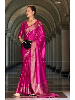 Anaita - Magenta Tissue Woven Saree with Unstitched Blouse