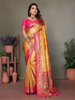 Anaita - Gold Tissue Woven Saree with Unstitched Blouse