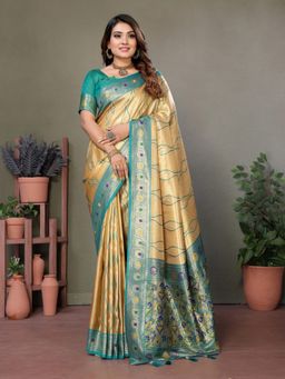 Anaita - Gold Tissue Woven Saree with Unstitched Blouse