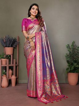 Anaita - Lavender Tissue Woven Saree with Unstitched Blouse