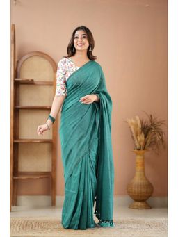 RAAG VARNAM - Green Handloom Cotton Saree with Unstitched Blouse
