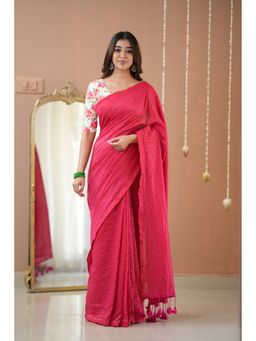 RAAG VARNAM - Pink Cotton Saree with Unstitched Blouse