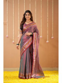 RAAG VARNAM - Mauve Handloom Tissue Saree with Unstitched Blouse