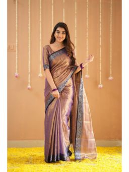 RAAG VARNAM - Lavender Handloom Tissue Saree with Unstitched Blouse