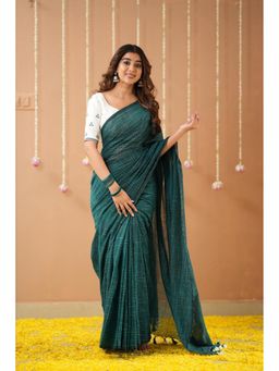 RAAG VARNAM - Green Handloom Cotton Saree with Unstitched Blouse