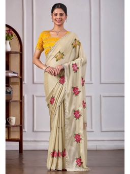 RAAG VARNAM - Beige Rangoli Saree with Unstitched Blouse