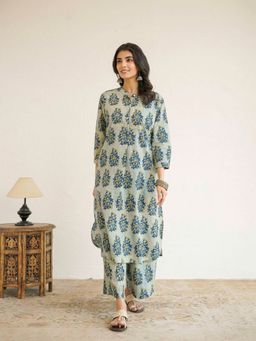 GOODHAND - Green Cotton Printed A-Line Co-Ord Set