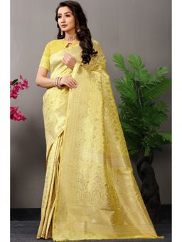 Anaita - Cream Silk Woven Saree with Unstitched Blouse