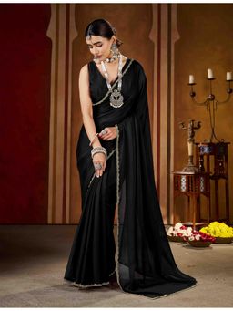 RAAG VARNAM - Rangoli Silk Black Saree with Unstitched Blouse