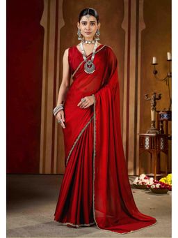 RAAG VARNAM - Rangoli Silk Maroon Saree with Unstitched Blouse