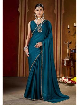 RAAG VARNAM - Rangoli Silk Teal Saree with Unstitched Blouse