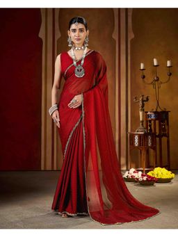 RAAG VARNAM - Maroon Rangoli Silk Saree with Unstitched Blouse