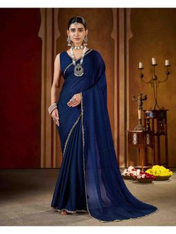 RAAG VARNAM - Navy Blue Rangoli Silk Saree with Unstitched Blouse