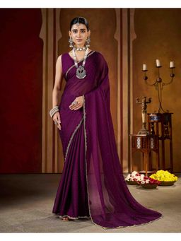 RAAG VARNAM - Purple Rangoli Silk Saree with Unstitched Blouse