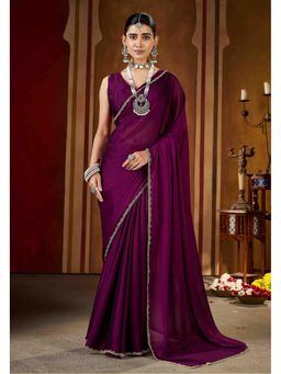 RAAG VARNAM - Rangoli Silk Purple Saree with Unstitched Blouse