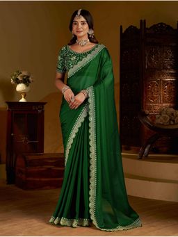 RAAG VARNAM - Green Rangoli Silk Saree with Unstitched Blouse