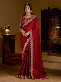 RAAG VARNAM - Maroon Rangoli Silk Saree with Unstitched Blouse