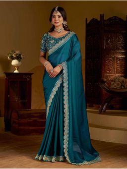 RAAG VARNAM - Green Rangoli Silk Saree with Unstitched Blouse