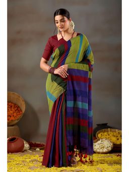 RAAG VARNAM - Gold Khadi Cotton Saree with Unstitched Blouse