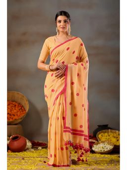 RAAG VARNAM - Yellow Handloom Cotton Saree with Unstitched Blouse