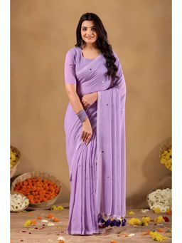 RAAG VARNAM - Lavender Gini Cotton Saree with Unstitched Blouse