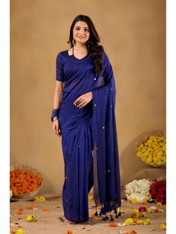 RAAG VARNAM - Blue Gini Cotton Saree with Unstitched Blouse