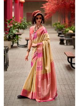 Anaita - Cream Silk Woven Saree with Unstitched Blouse