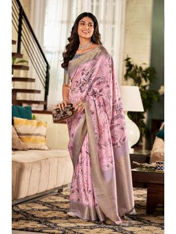 Anaita - Lavender Silk Woven Saree with Unstitched Blouse