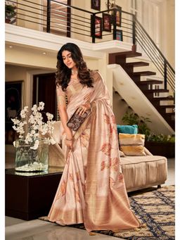 Anaita - Cream Silk Woven Saree with Unstitched Blouse