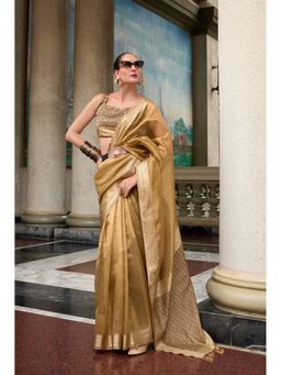 Anaita - Bronze Tissue Woven Saree with Unstitched Blouse