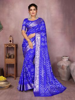 Anaita - Blue Silk Woven Saree with Unstitched Blouse