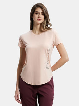 Jockey - IW31 Women Micro Modal Fiber Solid Round Neck Half Sleeves T-Shirt - Rosecloud