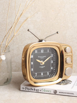 De Maison Decor - Retro Tv Table Clock Gold