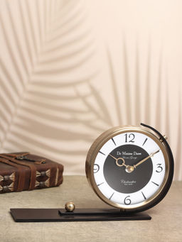 De Maison Decor - Aleksi 2 Gold Body Black Stand Table Clock