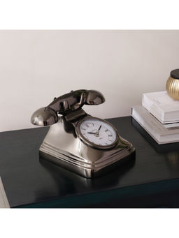 De Maison Decor - Silver Dialtime Table Clock Black Finish