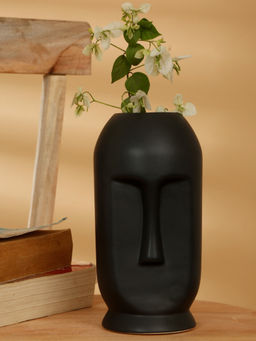 ARRABI - Premium Black Solid Ceramic Stoneware Matte Vase