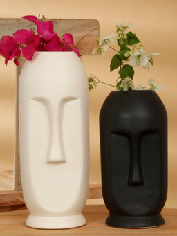ARRABI - Multi-Color Premium Multi Solid Ceramic Stoneware Matte Vase (Pack of 2)