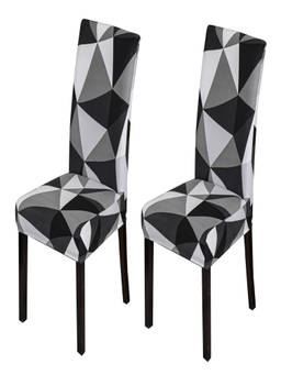 House of Quirk - Black Stretch Removable Washable Short Dining Chair Covers (Pack of 2)