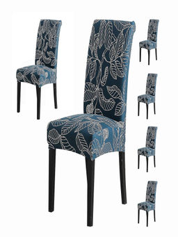 House of Quirk - Teal Stretch Removable Washable Short Dining Chair Covers (Pack of 6)